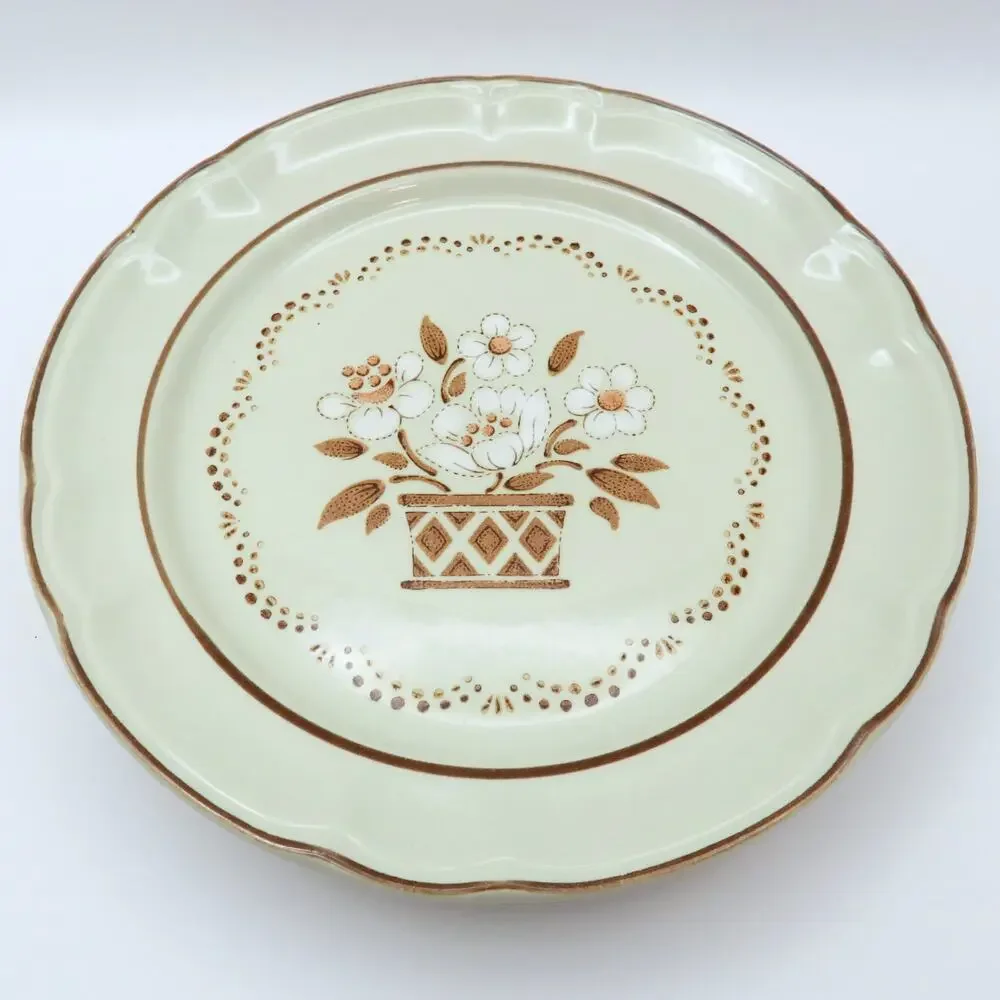 Cumberland Mayblossom Stoneware Japan Dessert Plates Set of 3 Brown Floral 7.75